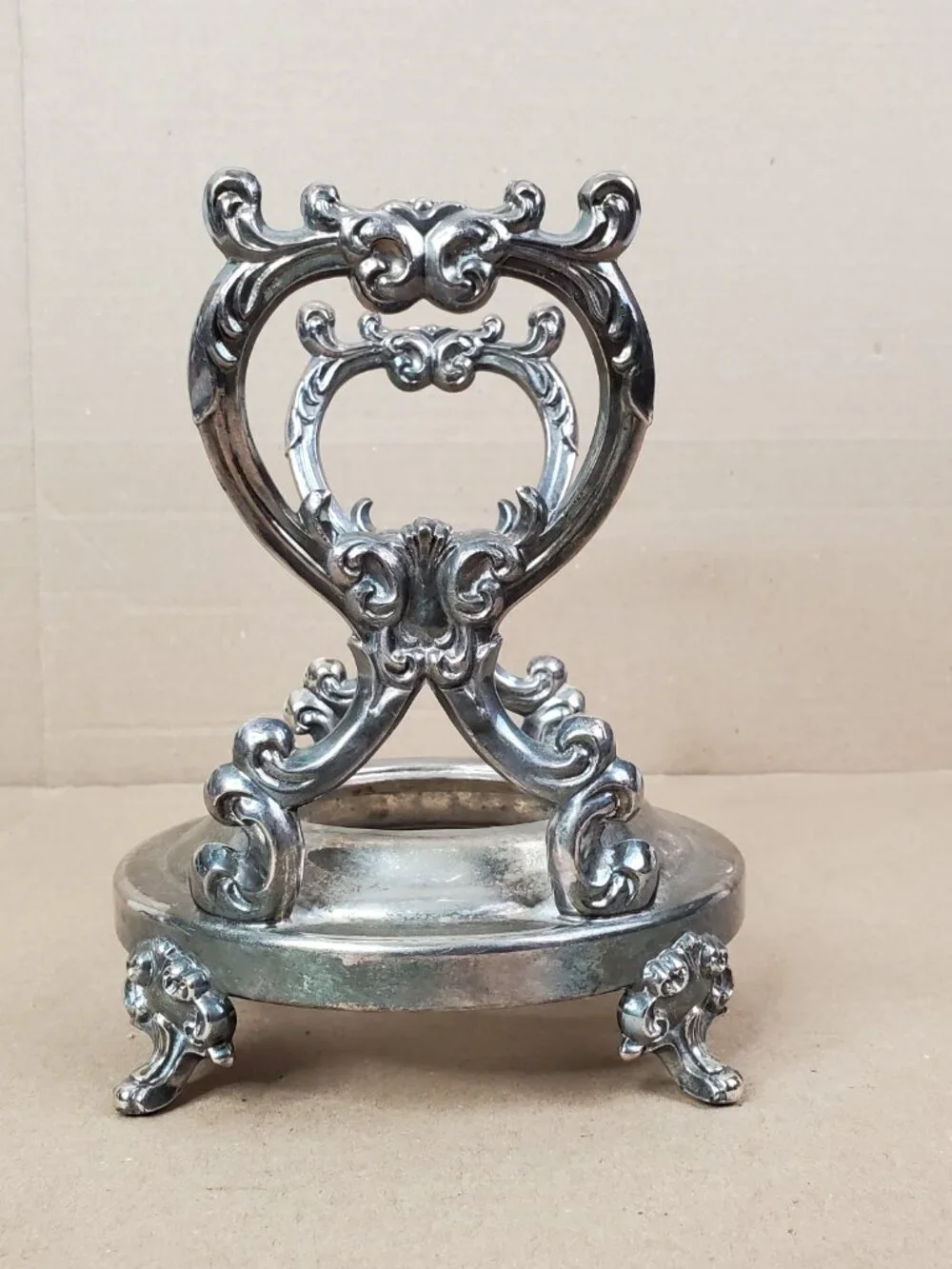 Vintage Silver-Plated Gravy Boat warmer Stand Unbranded Footed